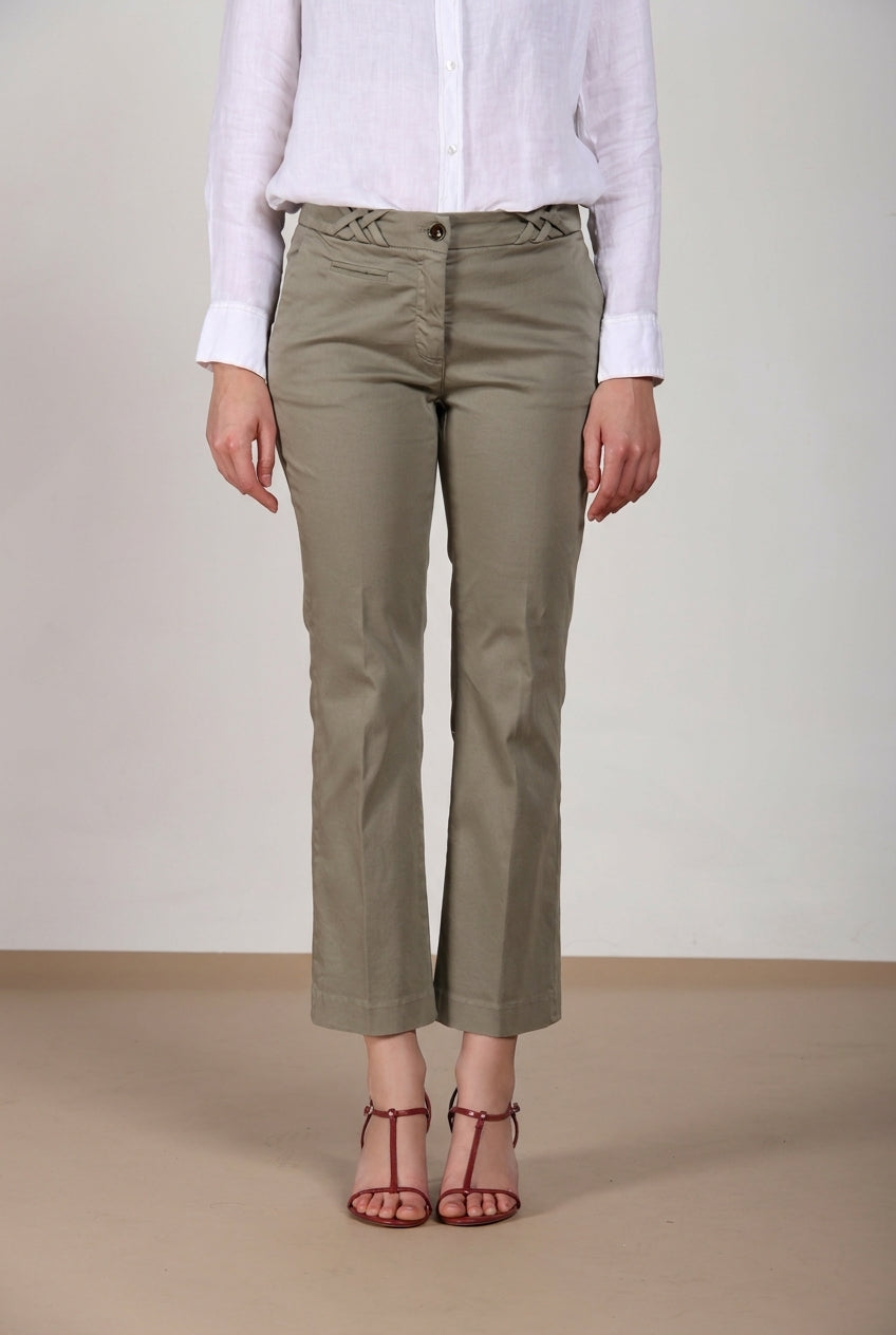 New York Trumpet Hose Chino Damen aus Stretch-Satin slim fit