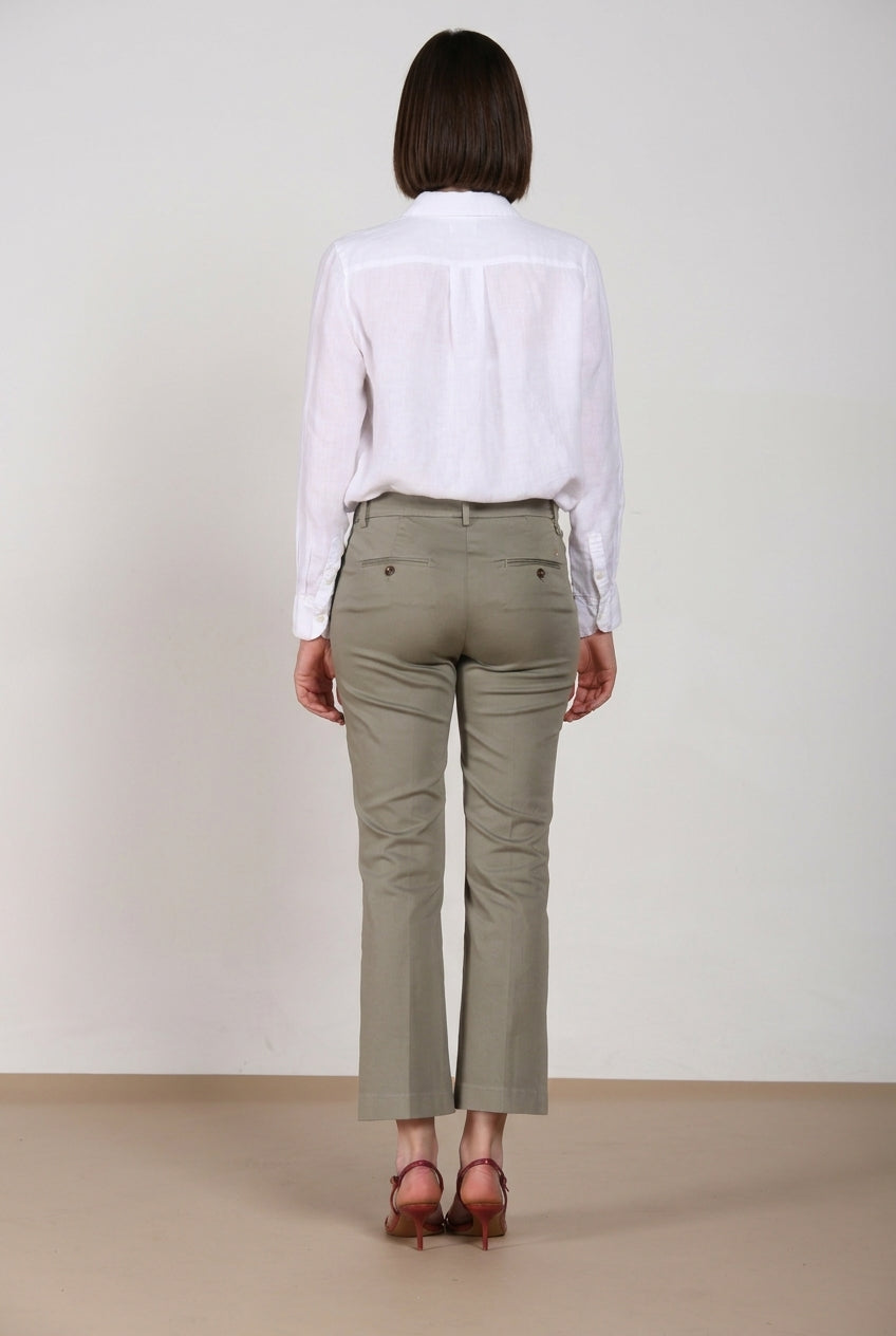 New York Trumpet Hose Chino Damen aus Stretch-Satin slim fit