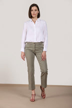 New York Trumpet Hose Chino Damen aus Stretch-Satin slim fit