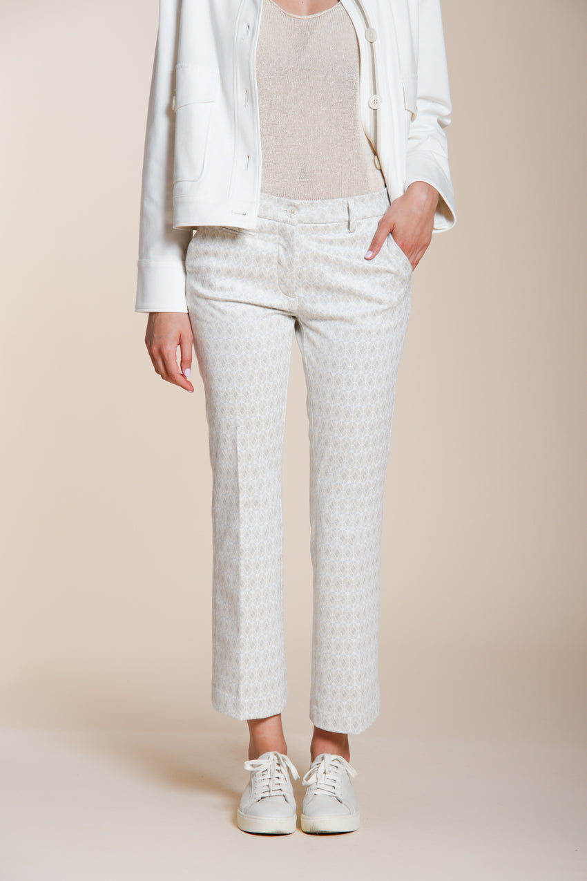 New York Trumpet pantalón chino mujer en jersey estampado de rombos slim fit