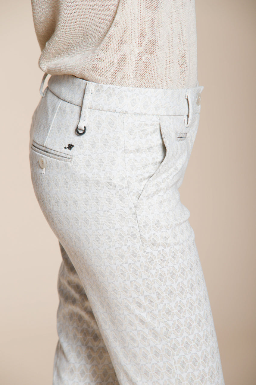 New York Trumpet pantalón chino mujer en jersey estampado de rombos slim fit