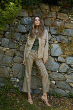 New York Trumpet Damen Chinohose aus Piqué mit Druck Slim Fit