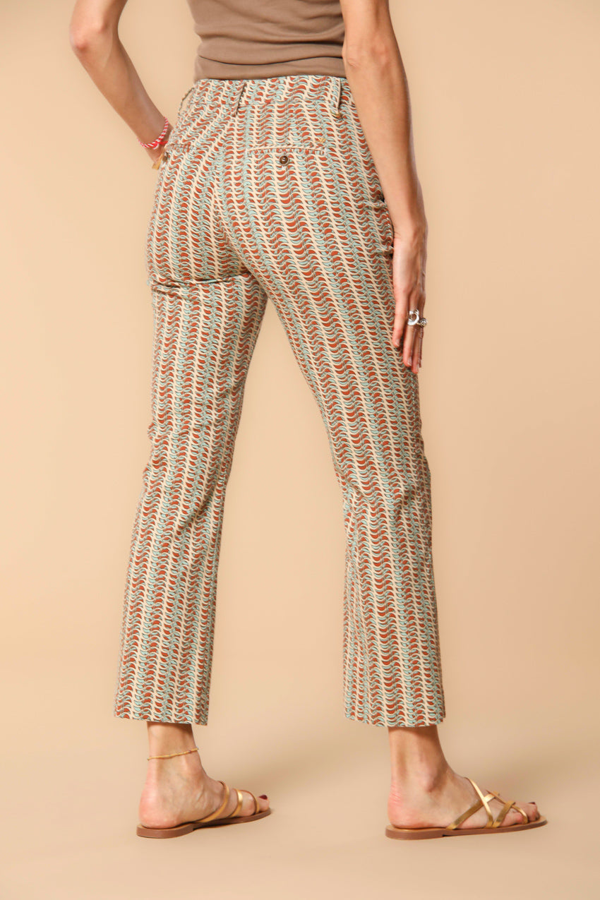 New York Trumpet Pantalon chino femme en piqué avec imprimé géométrique coupe Slim