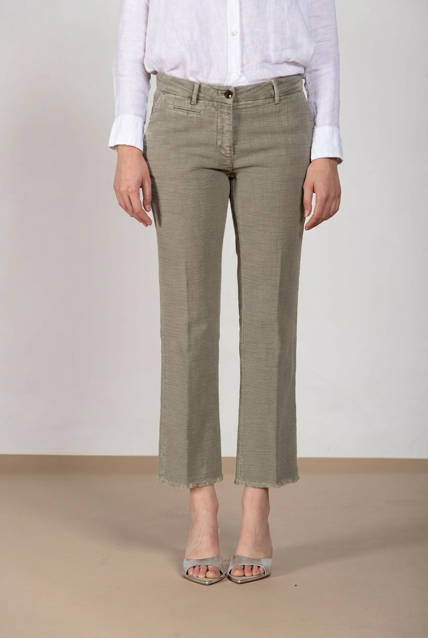 New York Trumpet Hose Chino Damen aus Natté slim fit