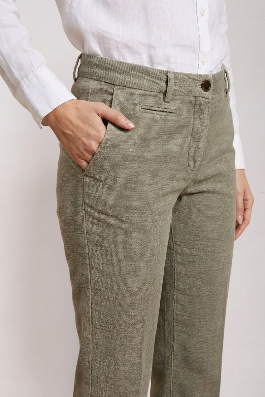 New York Trumpet Hose Chino Damen aus Natté slim fit