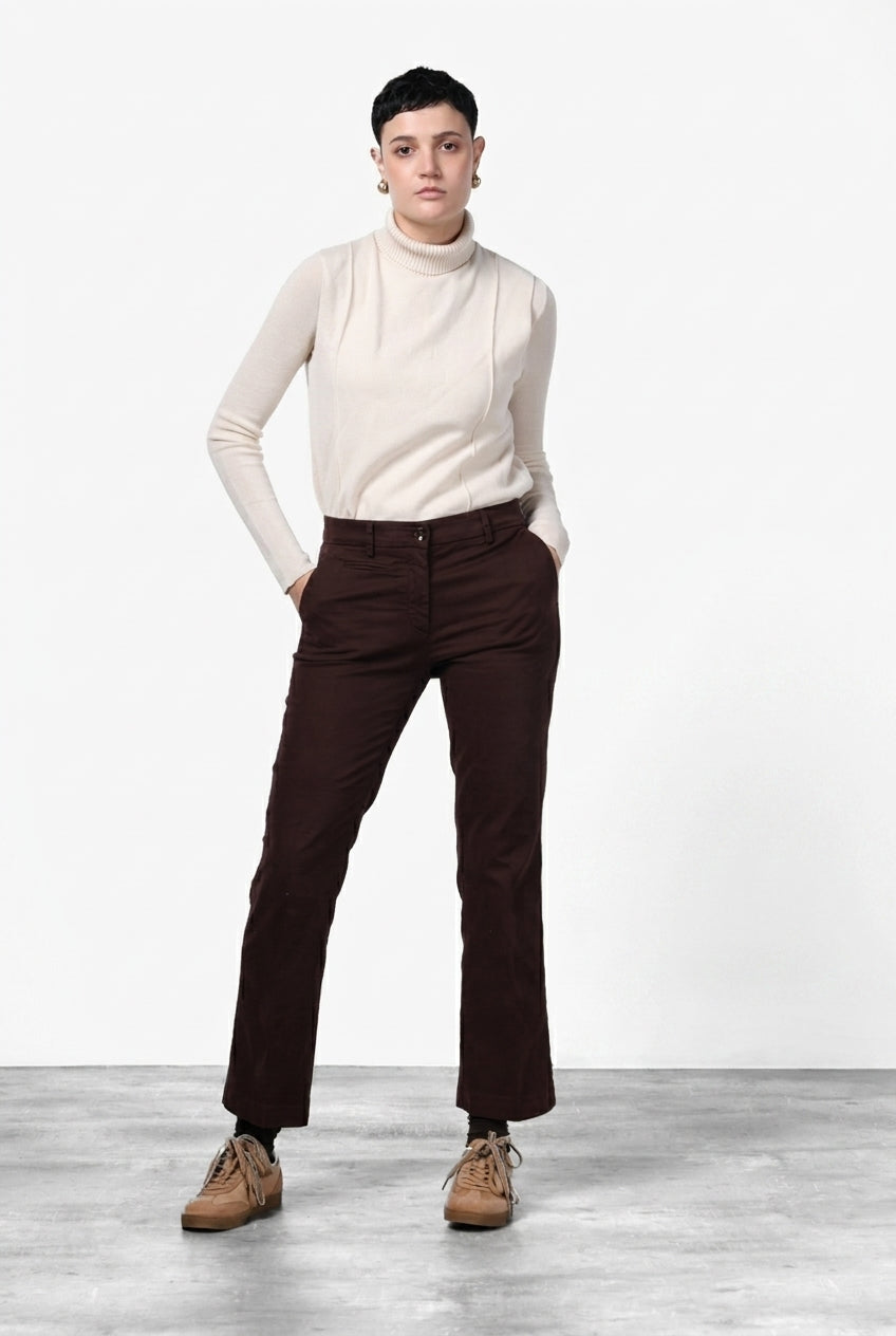 New York Trumpet pantalón chino de mujer en gabardina, slim fit ①