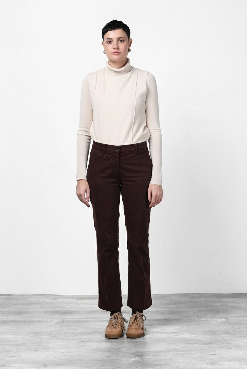 New York Trumpet pantalón chino de mujer en gabardina, slim fit ①