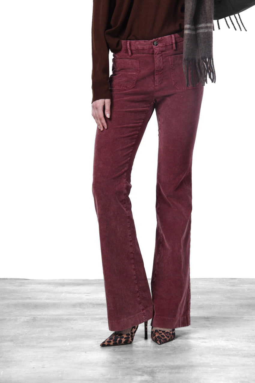 New York Flare pantalón chino de mujer en terciopelo 1000 rayas slim fit

