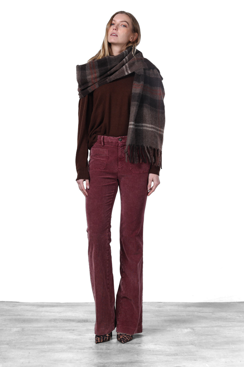 New York Flare pantalon chino femme en velours 1000 raies slim fit