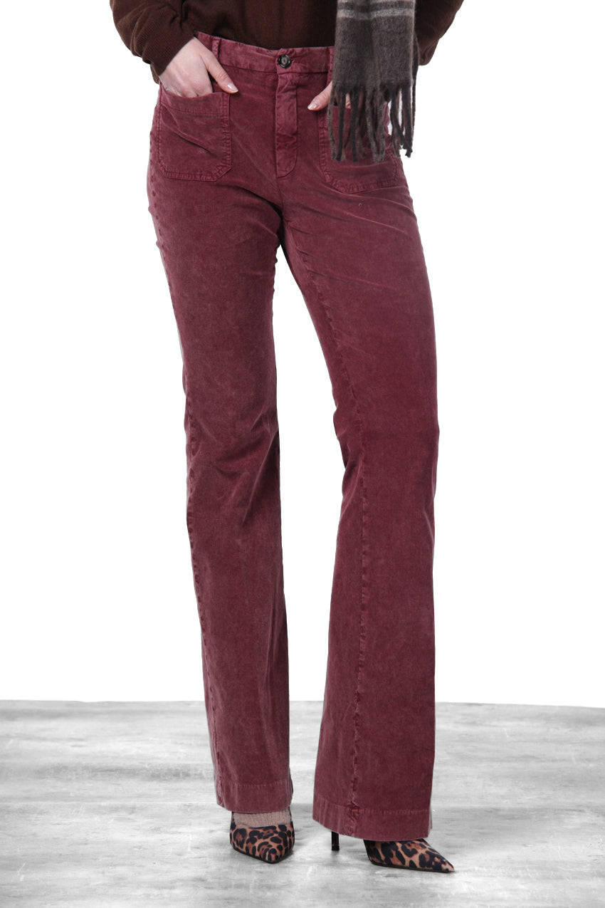 New York Flare pantalon chino femme en velours 1000 raies slim fit