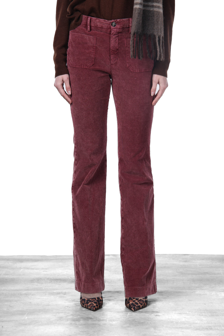 New York Flare pantalon chino femme en velours 1000 raies slim fit