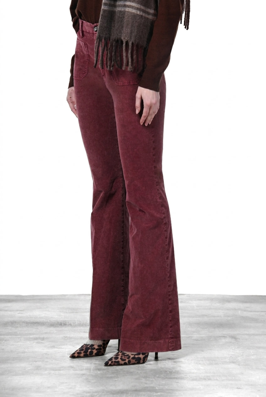 New York Flare pantalón chino de mujer en terciopelo 1000 rayas slim fit
