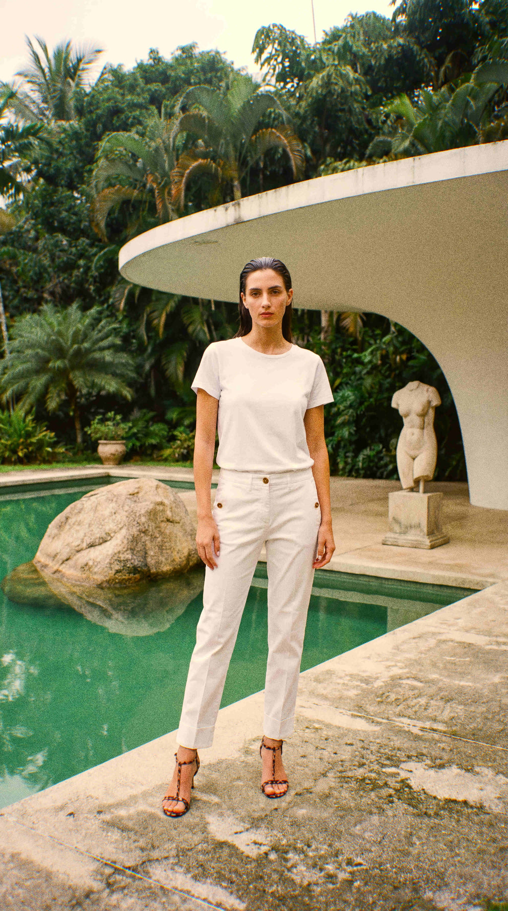 New York Carrot women's chino pants in stretch satin carrot fit ①