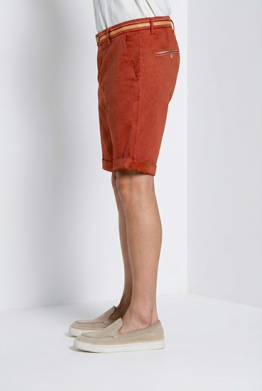 Torino Oxford men's chino bermuda in linen and cotton twill slim fit