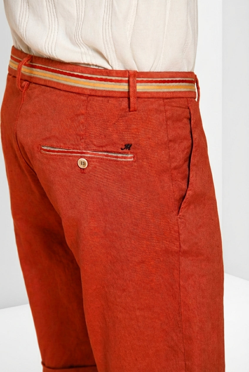 Torino Oxford men's chino bermuda in linen and cotton twill slim fit