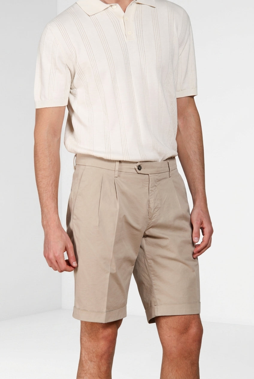 New York 2 Pinces men's chino bermuda in stretch twill regular fit