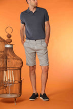 Osaka 1 Pinces bermuda chino uomo in twill di lino e cotone carrot fit