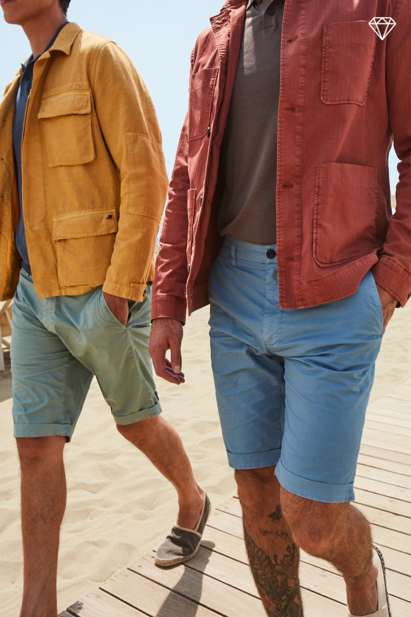 London men's chino bermuda shorts in Pima Cotton Regular fit  ①