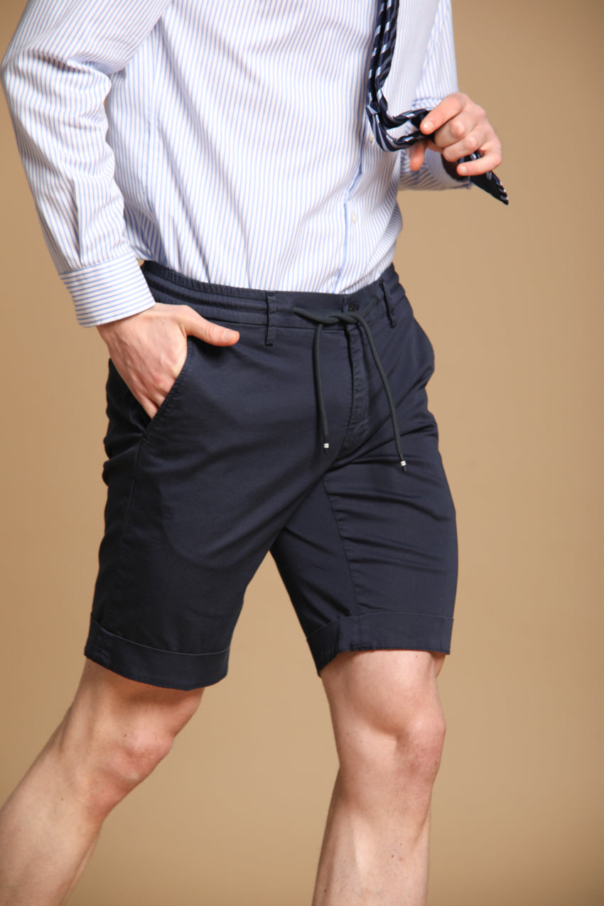 Milano Jogger Travel men's chino jogger bermuda in technical travel satin stretch Slim fit