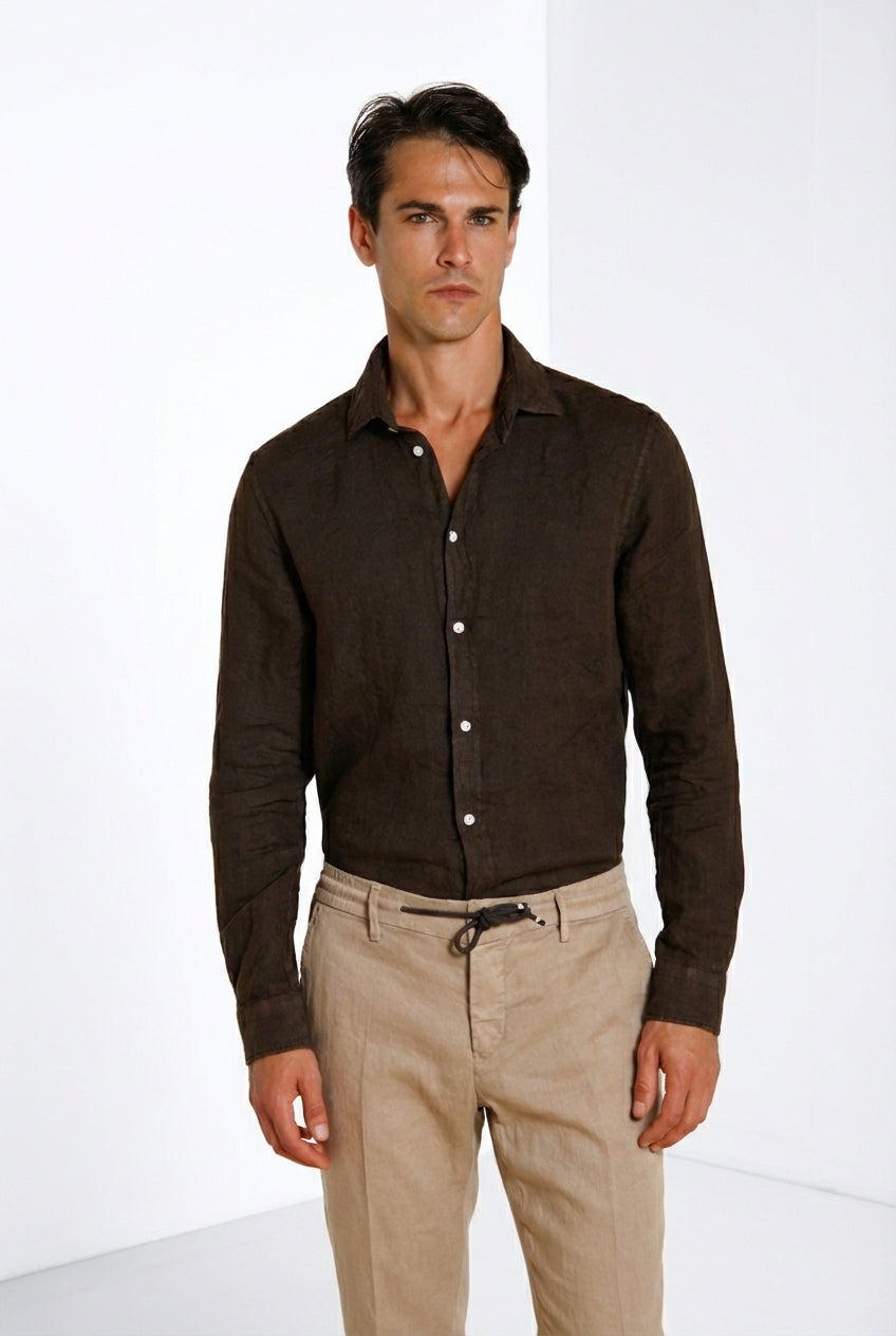 Torino camisa hombre en tela de lino ①