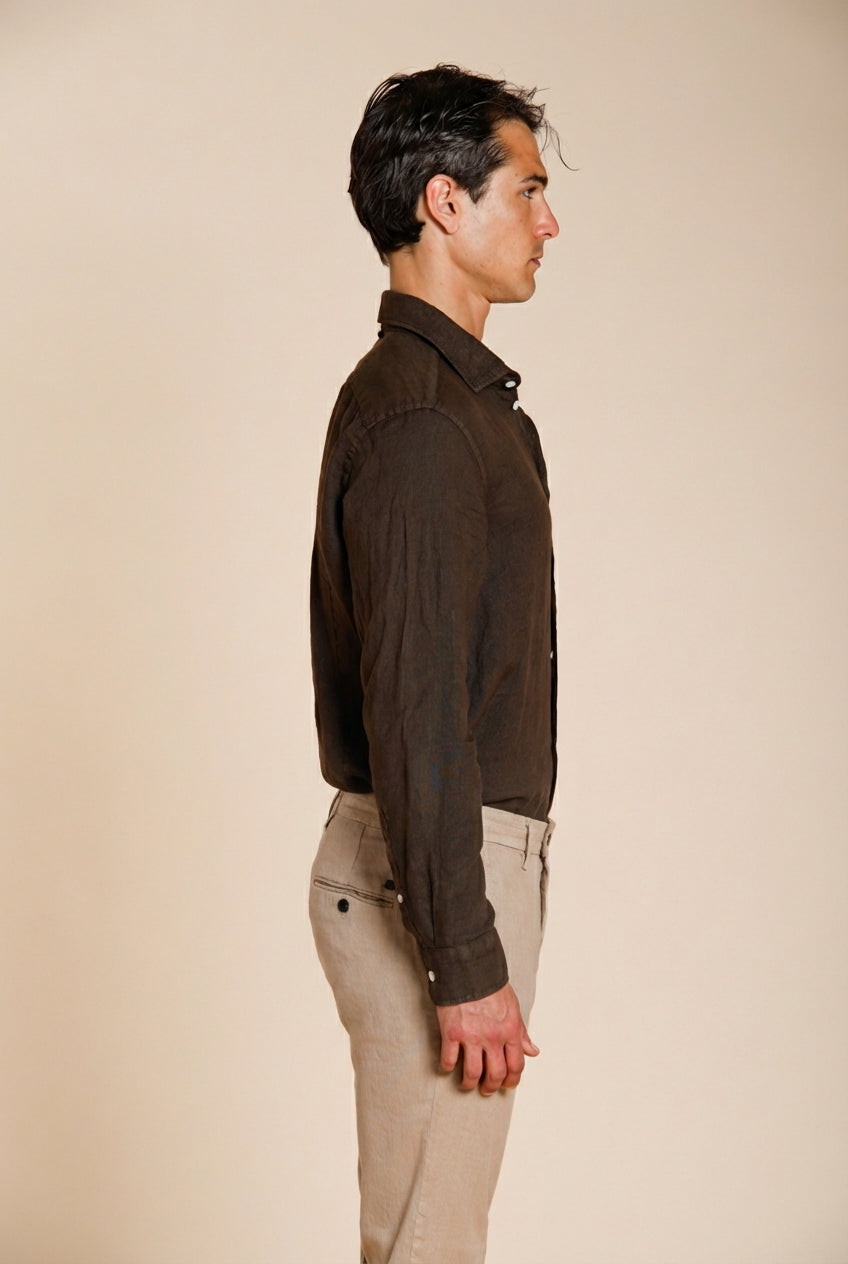 Torino camisa hombre en tela de lino ①