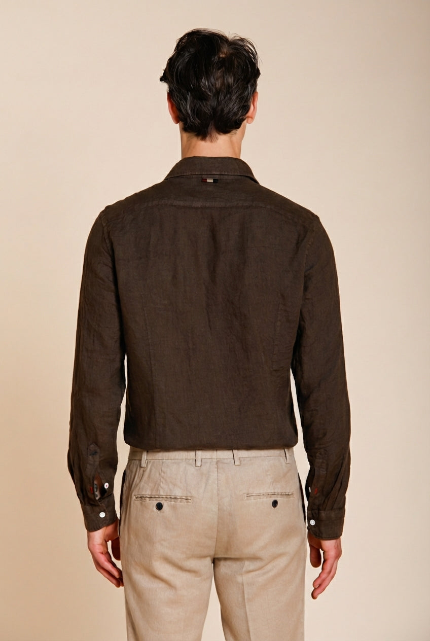 Torino camisa hombre en tela de lino ①