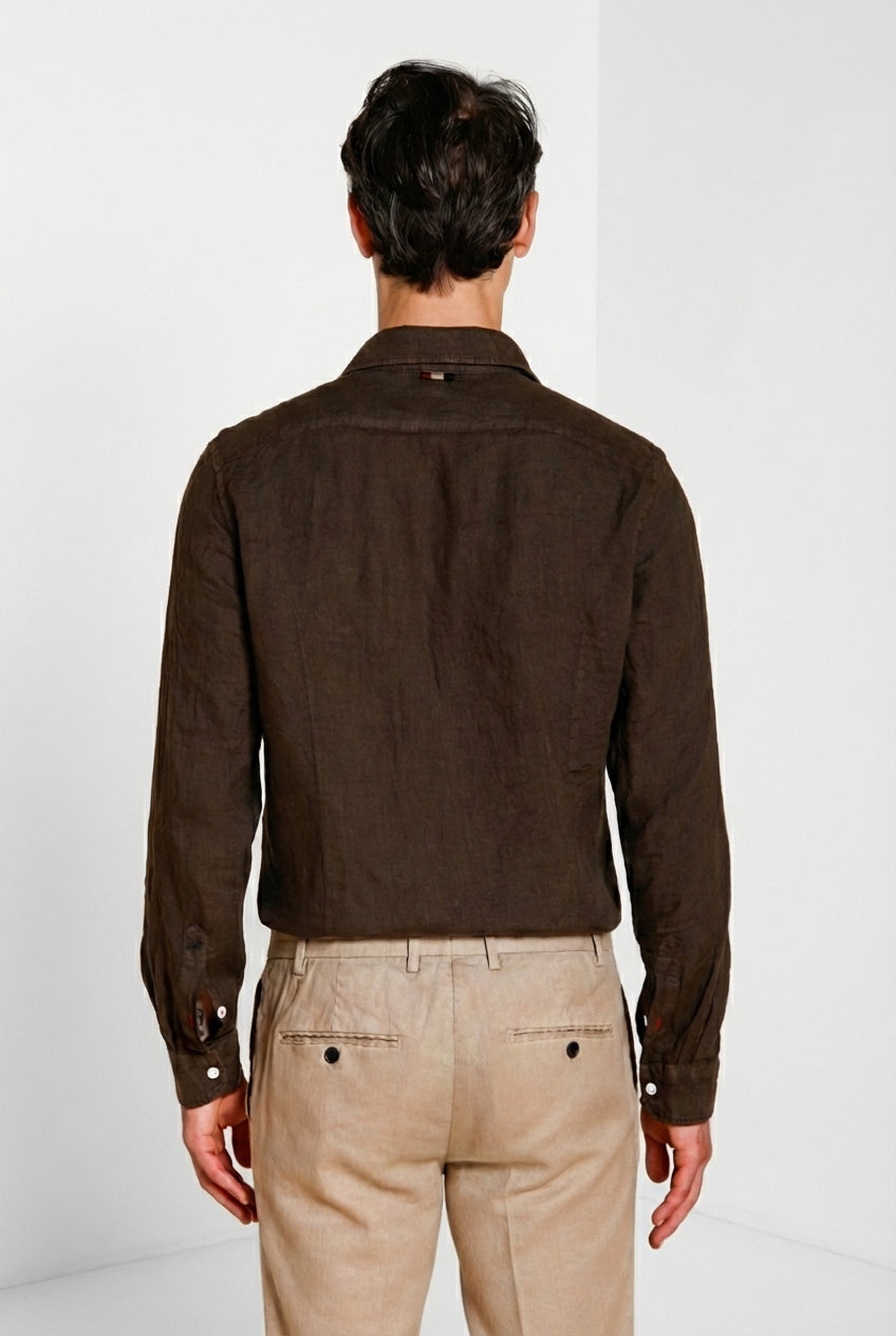 Torino camisa hombre en tela de lino ①