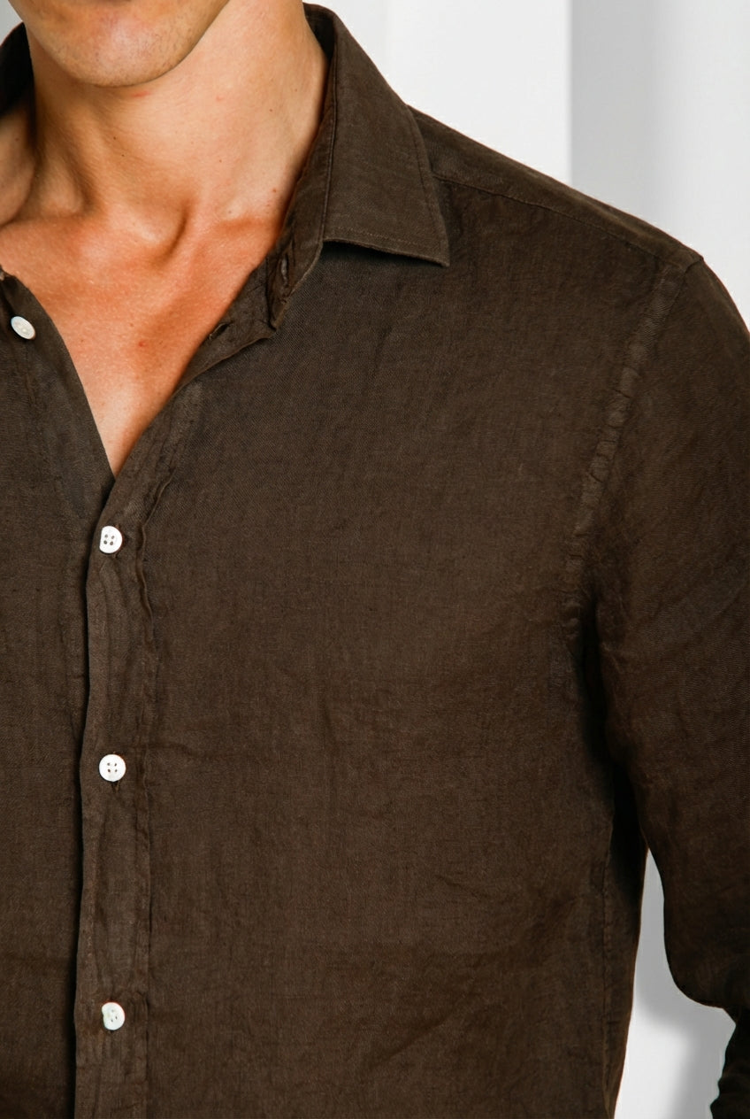 Torino camisa hombre en tela de lino ①