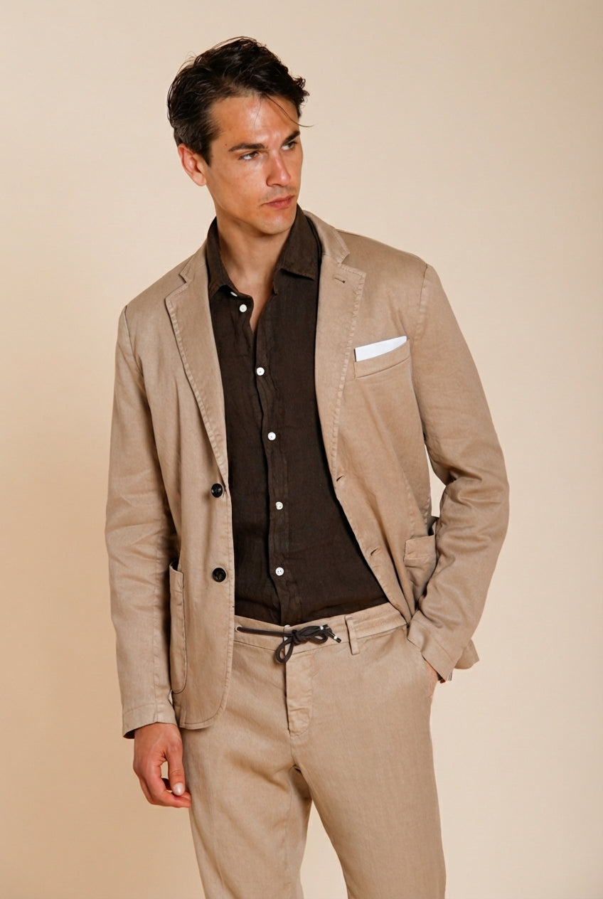 Torino camisa hombre en tela de lino ①