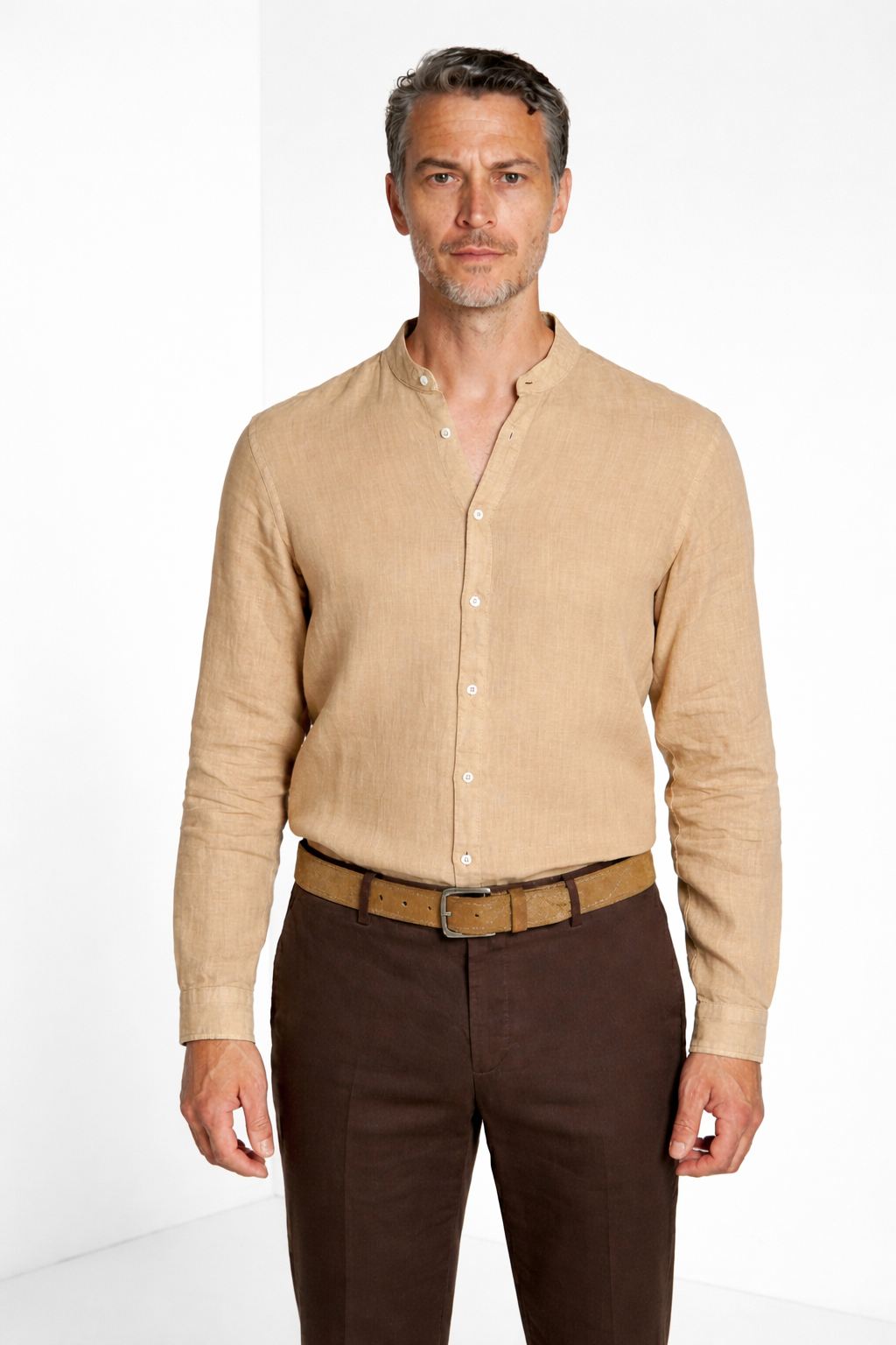 Porto men's shirt in linen canvas ①