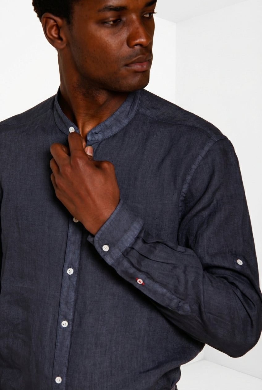 Porto camisa hombre en tela de lino ①