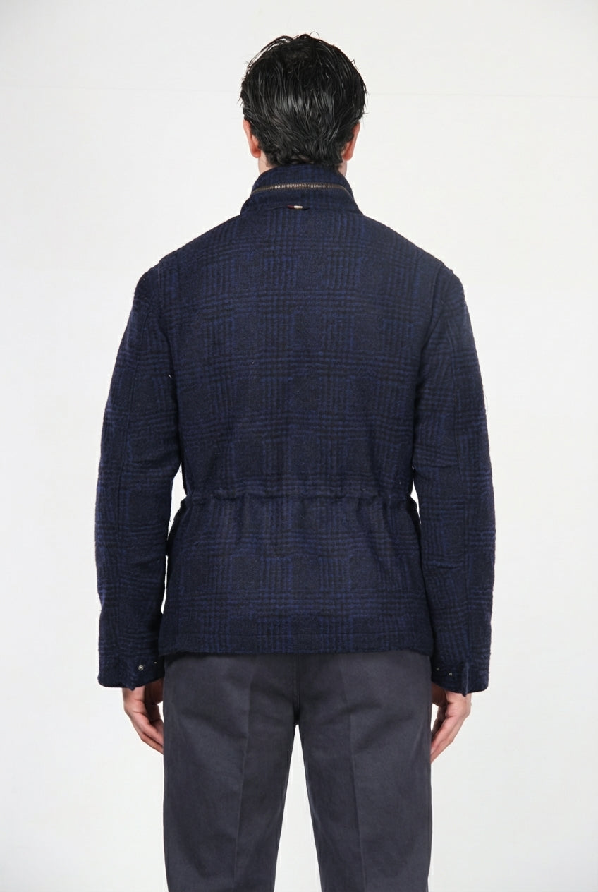 Field Jacket M74 hombre en paño efecto punto con estampado Príncipe de Gales