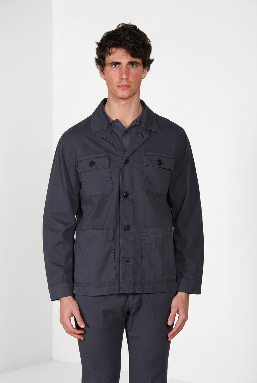 City men's Jacket Summer jacket in stretch cotton and linen cavalry