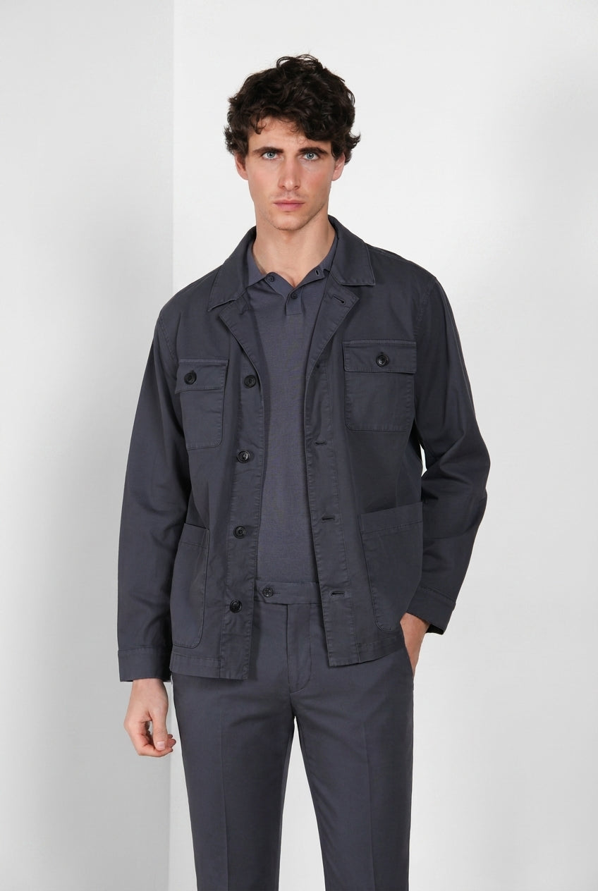 City men's Jacket Summer jacket in stretch cotton and linen cavalry