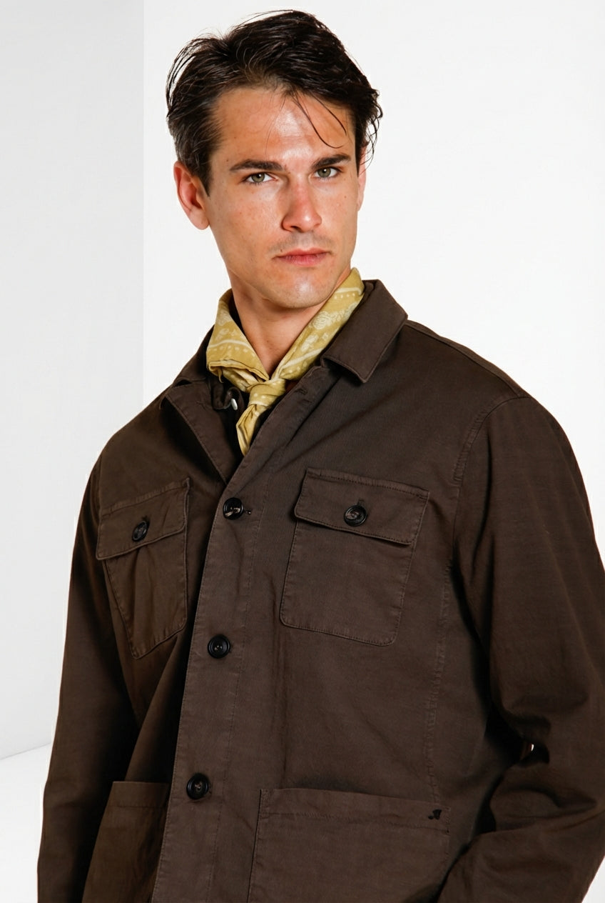 City Jacket Summer men's jacket in stretch cotton and linen cavalry