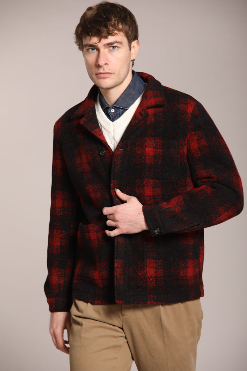M74 Work Jacket field jacket hombre en paño de cuadros rojos