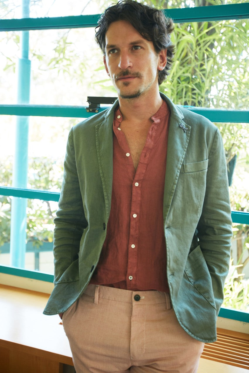 Da Vinci Summer blazer uomo in twill di lino e cotone