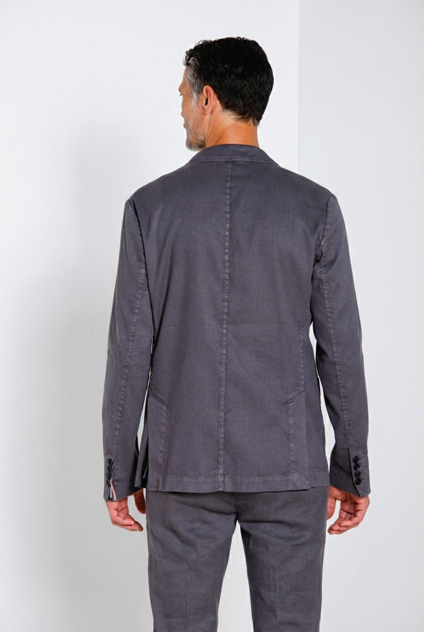 Da Vinci blazer uomo in twill di lino e cotone