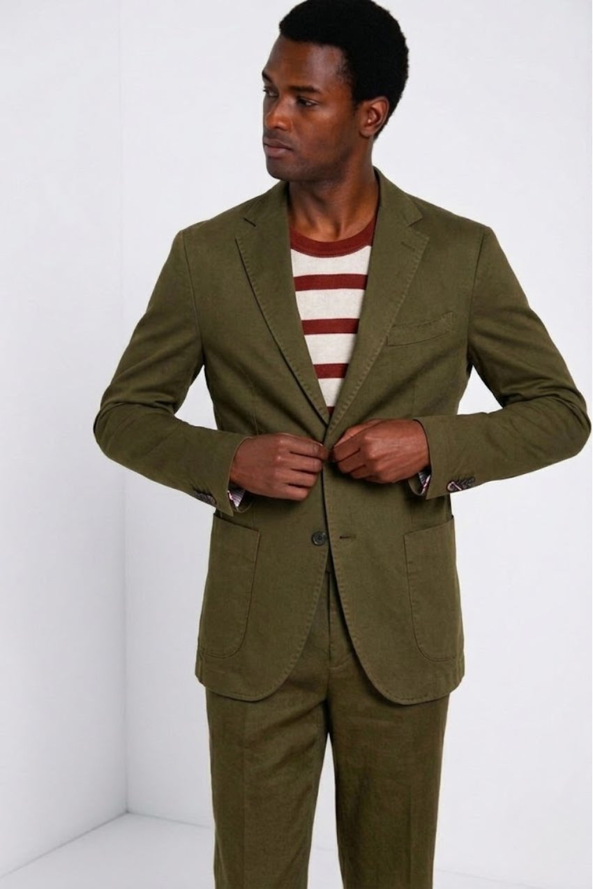 Da Vinci blazer hombre en twill de lino y algodón