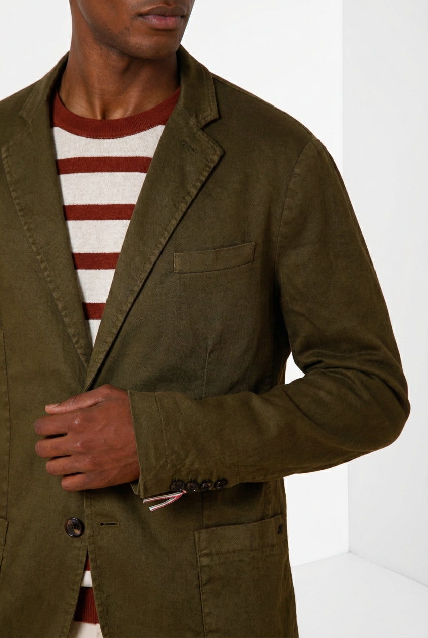 Da Vinci blazer hombre en twill de lino y algodón
