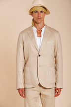 Da Vinci blazer uomo in twill di lino e cotone