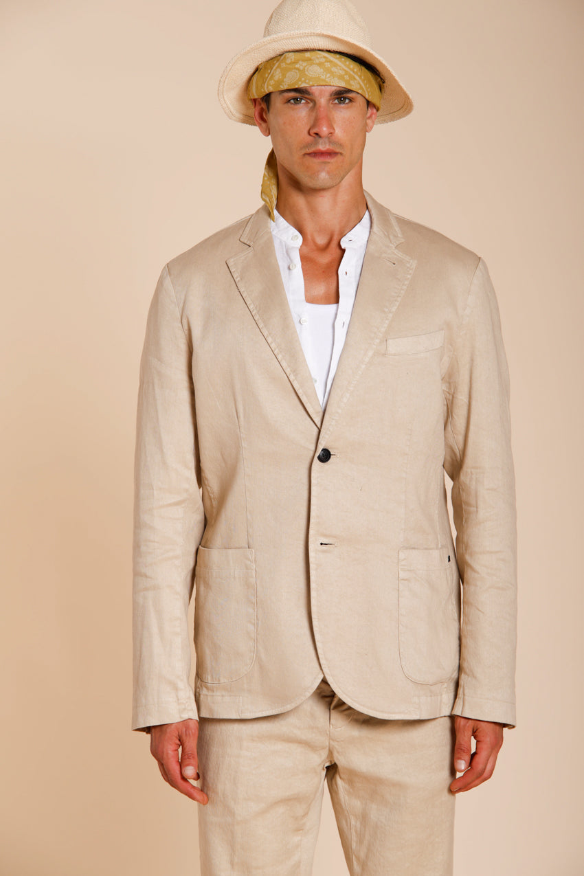 Da Vinci blazer uomo in twill di lino e cotone