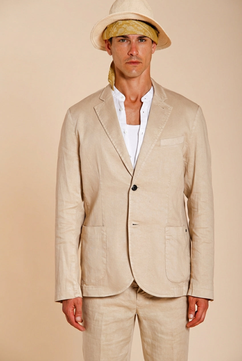 Da Vinci Blazer Herren in Twill aus Leinen und Baumwolle