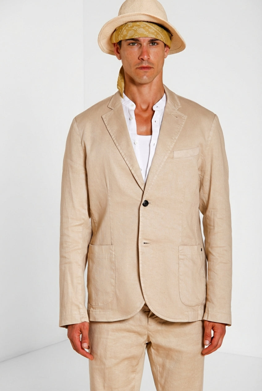 Da Vinci blazer hombre en twill de lino y algodón