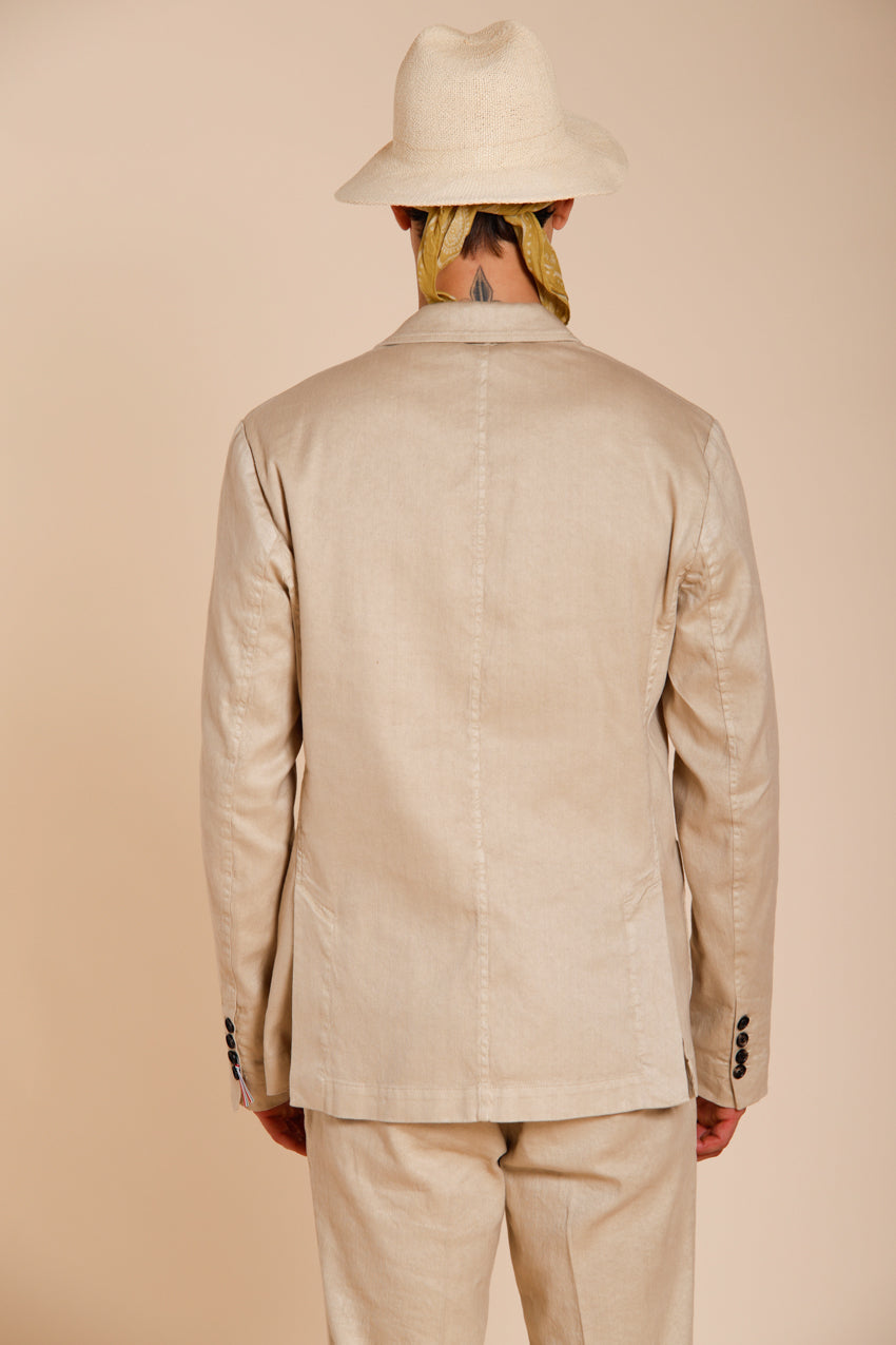 Da Vinci blazer uomo in twill di lino e cotone