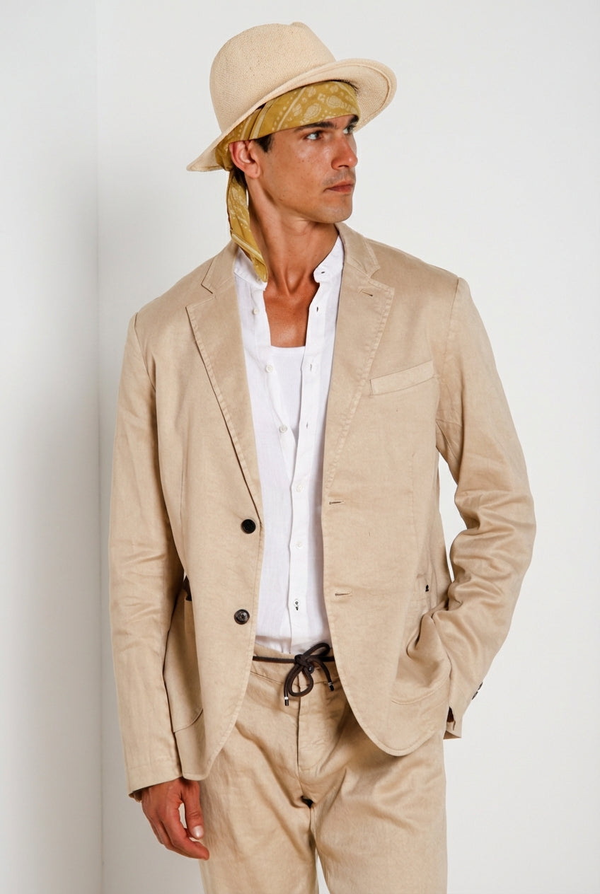 Da Vinci blazer hombre en twill de lino y algodón