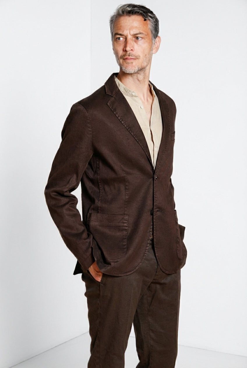Da Vinci blazer hombre en twill de lino y algodón