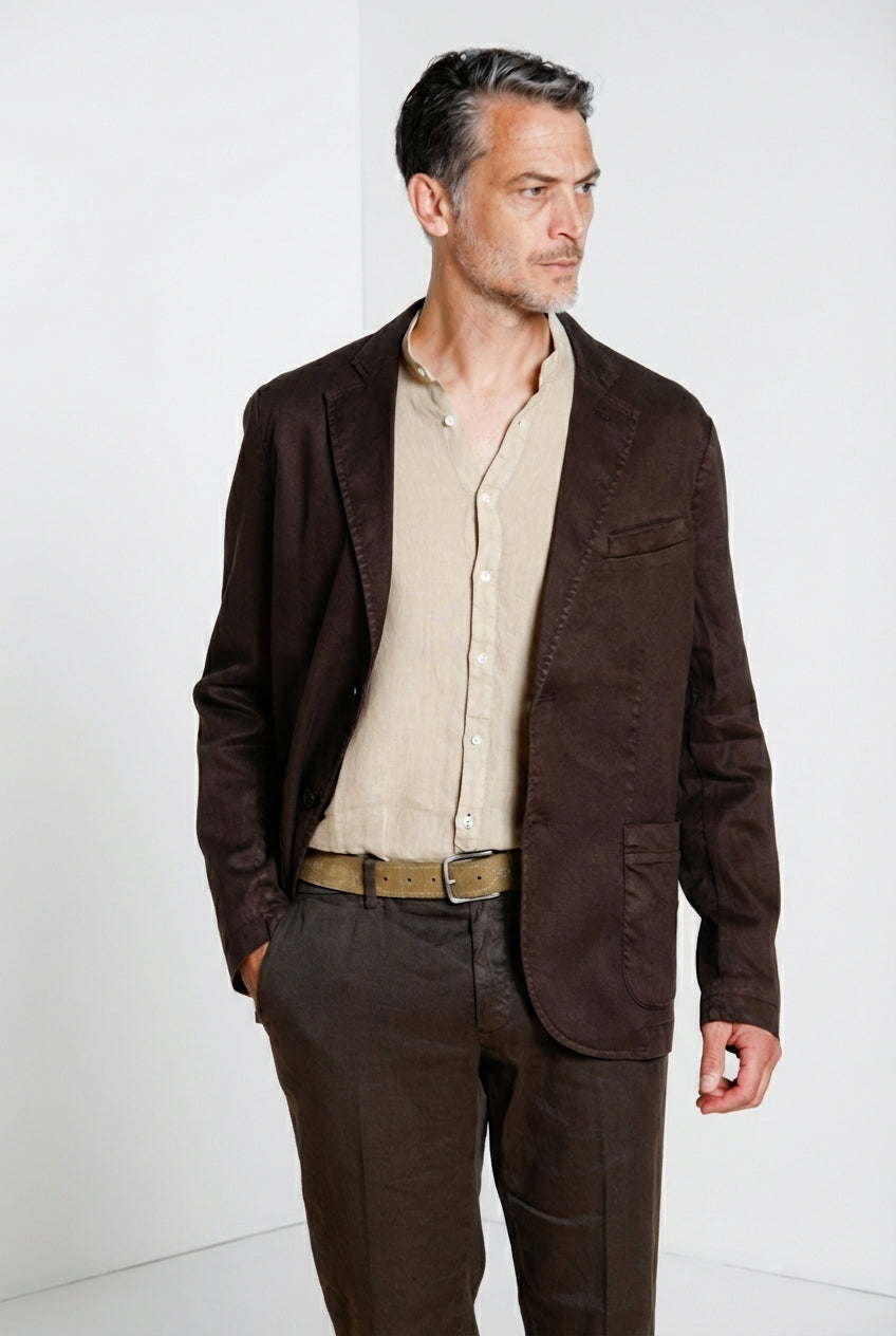 Da Vinci blazer hombre en twill de lino y algodón