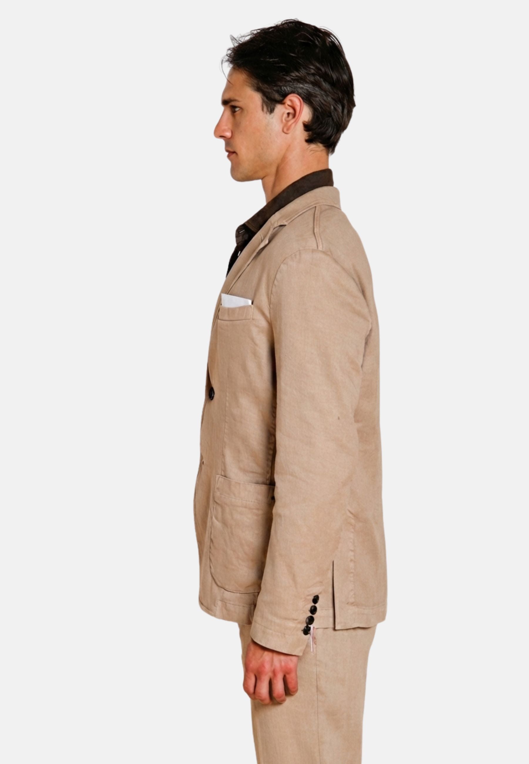 Da Vinci blazer uomo in twill di lino e cotone