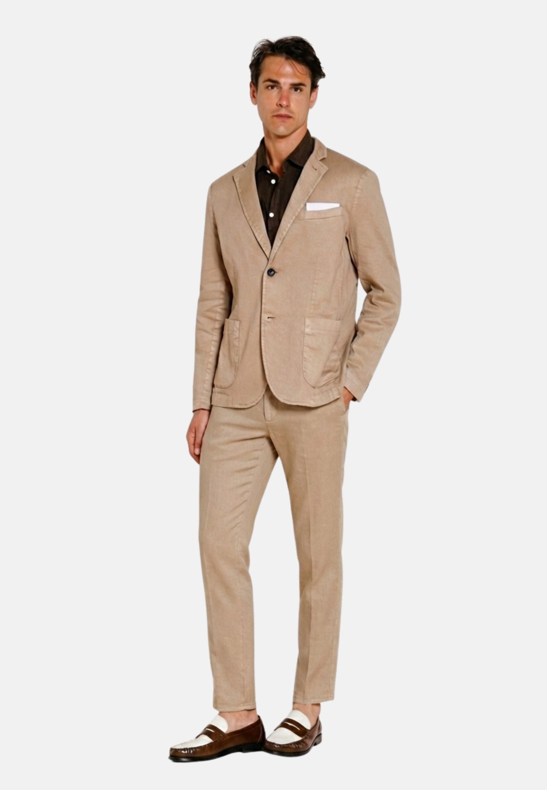 Da Vinci blazer uomo in twill di lino e cotone